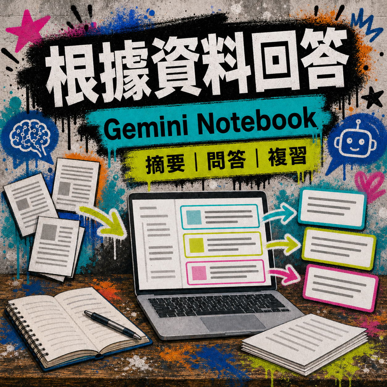 根據資料回答，Gemini Notebook，摘要、問答、複習